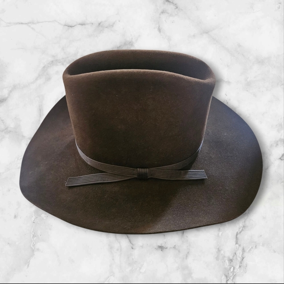 Stetson Stallion F0400 King Cowboy Hat 7-1/8 Chocolate 400 Brim Vintage USA - Picture 6 of 16